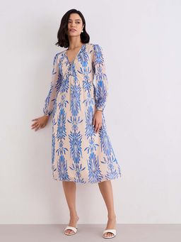 Styli - Off White Printed A-Line Dress