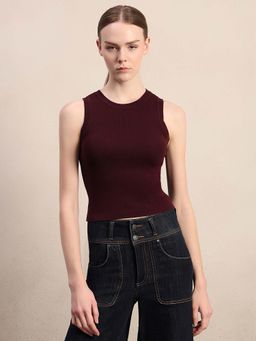 VERO MODA - Maroon Solid Slim Top