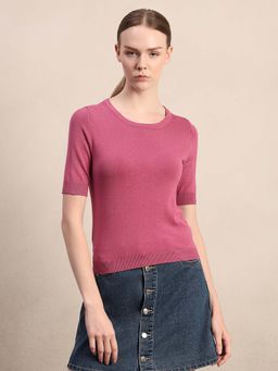 VERO MODA - Pink Solid Slim Top