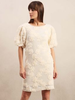 VERO MODA - White Self Design Straight Dress