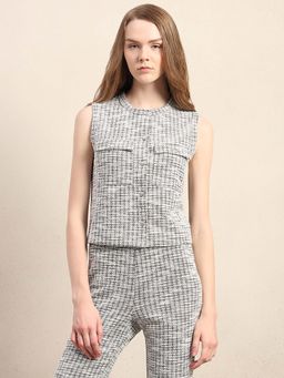 VERO MODA - Grey Checks Regular Top