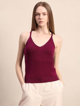 VERO MODA - Red Solid Regular Top