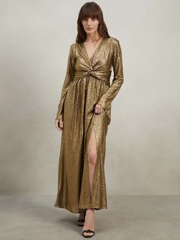 VERO MODA - Gold Embellished A-Line Dress