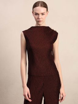 VERO MODA - Maroon Textured Regular Top