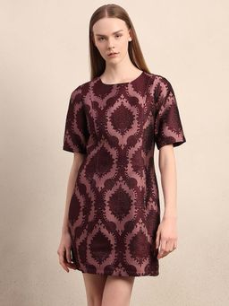 VERO MODA - Maroon Printed A-Line Dress