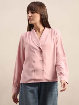 VERO MODA - Pink Solid Regular Blazer Top