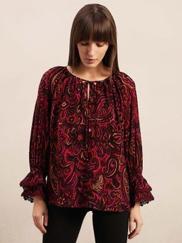 VERO MODA - Maroon Floral Regular Top