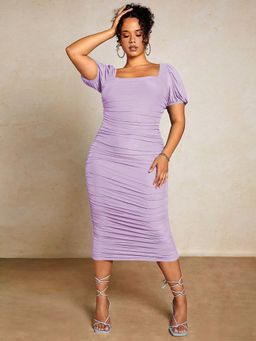KOTTY - Purple Solid Bodycon Dress