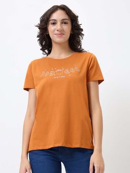 Spykar - Orange Printed Regular T-Shirt