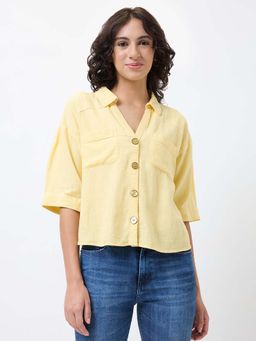Spykar - Yellow Solid Regular Shirt