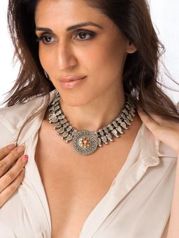 Joules By Radhika - Textured Medallion Choker Necklace