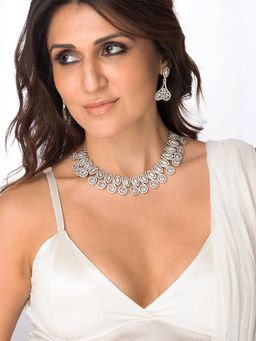 Joules By Radhika - Radiant Pave Petal Necklace Set