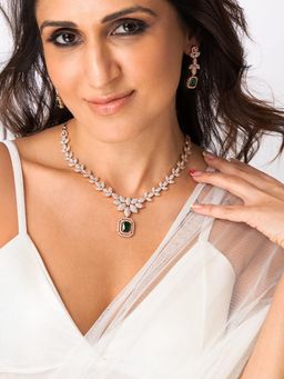 Joules By Radhika - Emerald Vine Necklace Set