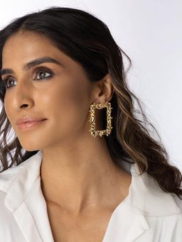 Joules By Radhika - Textured Golden Rectangle Earrings