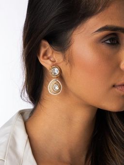 Joules By Radhika - Uncut Stone Oval Drop Earrings