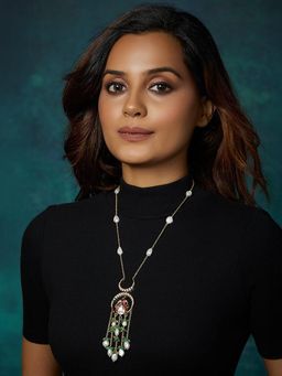 Joules By Radhika - Kundan Polki Red And Green Long Necklace