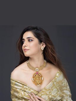 Joules By Radhika - Golden Ganesha Temple Necklace