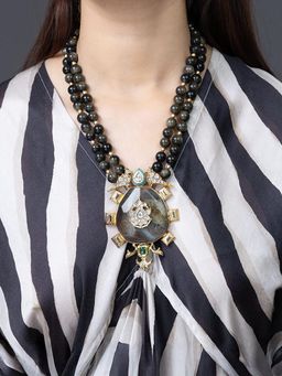 Joules By Radhika - Midnight Slate Medallion Necklace