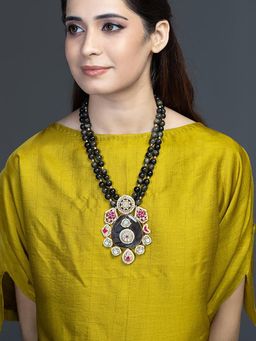 Joules By Radhika - Midnight Blossom Medallion Necklace