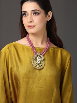 Joules By Radhika - Ruby & Moss Medallion Necklace