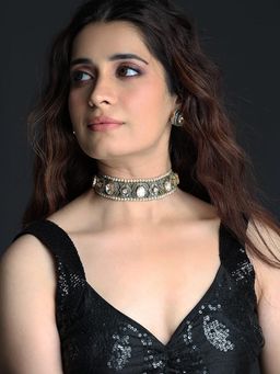 Joules By Radhika - Emerald Mosaic Necklace Set