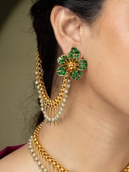 Joules By Radhika - Emerald Bloom Earrings With Changeable Kaan Chain