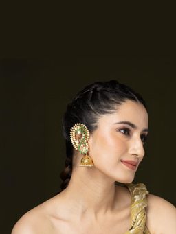 Joules By Radhika - 2 In 1 Emerald Jhumka Cuff Earrings