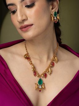 Joules By Radhika - Floral Cascade Heritage Necklace Set