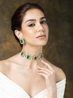 Joules By Radhika - Regal Chessboard Choker Necklace Set