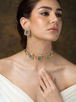 Joules By Radhika - Mint Majesty Choker Necklace Set