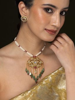 Joules By Radhika - Mughal-Inspired Polki Long Necklace Set