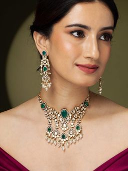 Joules By Radhika - Antique Golden Plated Necklace Set