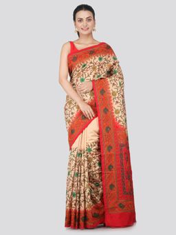 PinkLoom - Women's Dupion Silk Saree With Unstitched Blouse Piece,Beige
