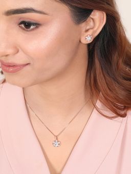 Zavya - Blooms in Blush 925 Sterling Silver Rose Gold-Plated Jewelry Set