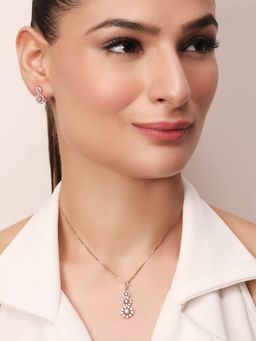 Zavya - Blooming Beauty 925 Sterling Silver Rose gold Plated Jewelry Set