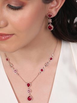 Zavya - Blossom Bloom 925 Sterling Silver Rose Gold-Plated Jewellery Set