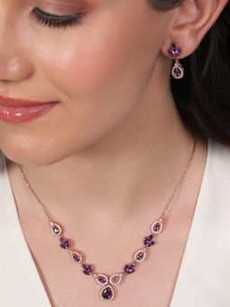 Zavya - Rose Petal Radiance 925 Sterling Silver Rose Gold-Plated Jewellery Set