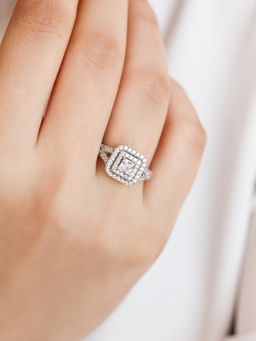 Zavya - Mirror of Beauty Rhodium-Plated 925 Sterling Silver CZ Ring for Her