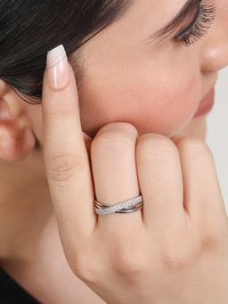 Zavya - Divine Cross Rhodium Plated 925 Sterling Silver Womens Ring