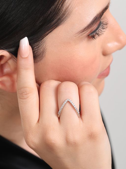 Zavya Royal Elegance Rhodium Plated 925 Sterling Silver Womens Ring