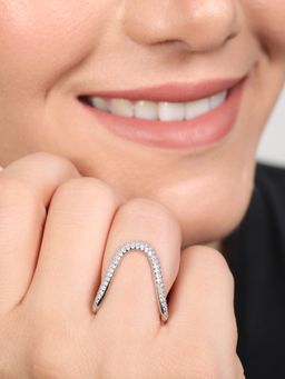 Zavya - Abstract Elegance Rhodium Plated 925 Sterling Silver Ring