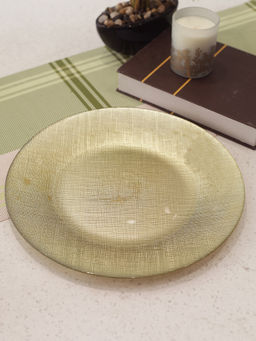 HomeTown - Jordan Glitter Glass Textured Platter in Gold Colour