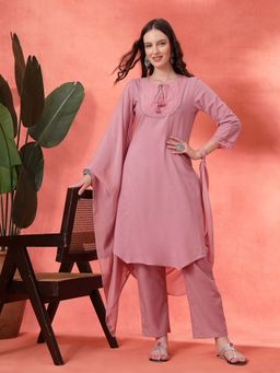 Nayam by lakshita - Pink Embroidered Kurta with Pant and Dupatta (Set of 3)