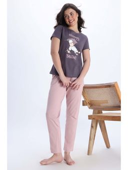 Zivame - Women Purple T-shirt & Pyjama