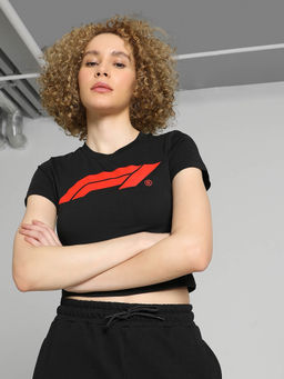 Puma - F1 Motorsport Women Black Slim Fit Crop T-Shirt
