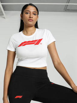 Puma - F1 Motorsport Women White Slim Fit Crop T-Shirt
