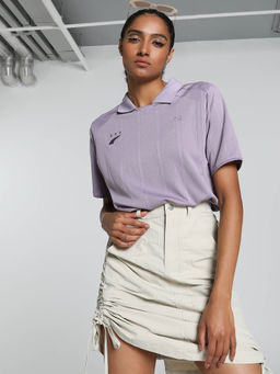 Puma - Yona Women Purple Relaxed Fit Polo T-Shirt