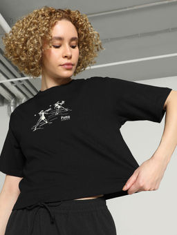 Puma - Team Women Black Relaxed Fit T-Shirt