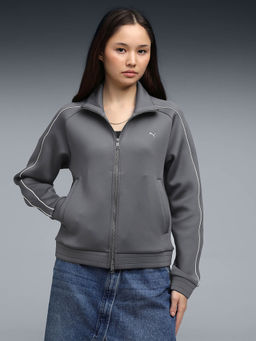 Puma - T7 Women Grey Relaxed Signature Stripe Track Jacket