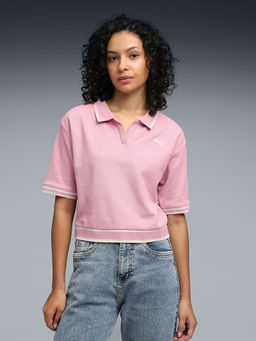 Puma - Wardrobe Essentials Women Pink Boxy Polo T-Shirt